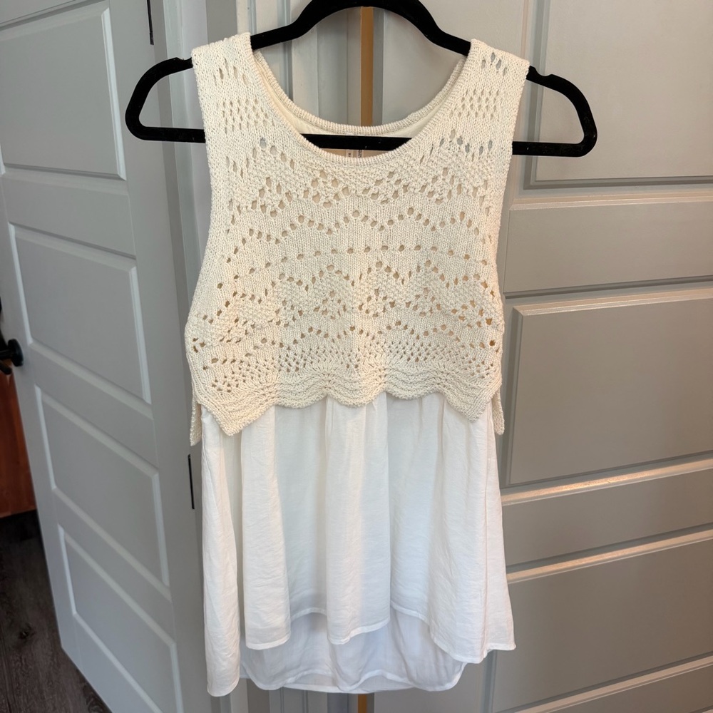 By Anthropologie Layered Crochet Sweater Tank